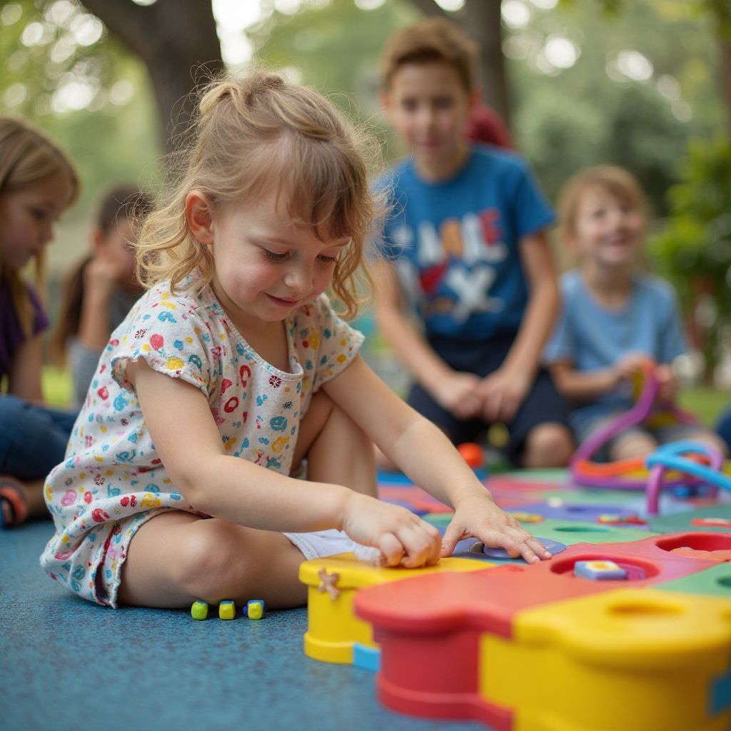 Child with special needs enjoying adapted play area